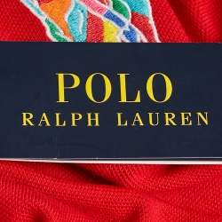Pre Owned Polo Ralph Lauren Red Embroidered Cotton Pique Classic Fit Polo T-Shirt M