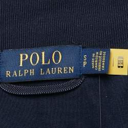 Pre Owned Polo Ralph Lauren Navy Blue Triple Pony Embroidery Cotton Knit Bomber Jacket S