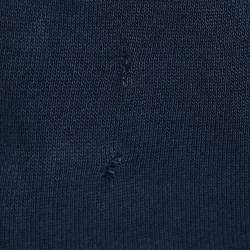 Pre Owned Polo Ralph Lauren Navy Blue Triple Pony Embroidery Cotton Knit Bomber Jacket S