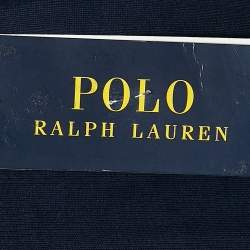 Pre Owned Polo Ralph Lauren Navy Blue Triple Pony Embroidery Cotton Knit Bomber Jacket S