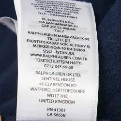 Pre Owned Polo Ralph Lauren Navy Blue Triple Pony Embroidery Cotton Knit Bomber Jacket S