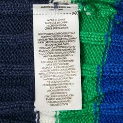 Pre Owned Polo Ralph Lauren Blue Striped Cable Knit Sweater L