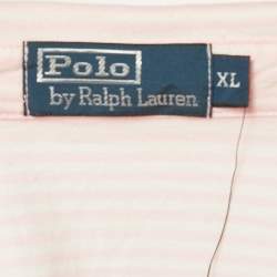 Pre Owned Polo Ralph Lauren Carmel Pink Stripe Cotton Polo T-Shirt XL