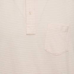 Pre Owned Polo Ralph Lauren Carmel Pink Stripe Cotton Polo T-Shirt XL