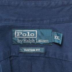 Pre Owned Polo Ralph Lauren Navy Blue Cotton Custom Fit Shirt XXL
