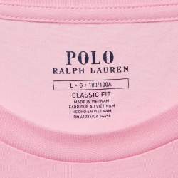 Pre Owned Polo Ralph Lauren Pink Jersey Crewneck T-Shirt L