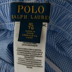Pre Owned Polo Ralph Lauren Blue Gingham Poplin Long Sleep Set XL