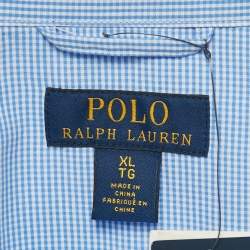 Pre Owned Polo Ralph Lauren Blue Gingham Poplin Long Sleep Set XL