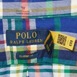 Pre Owned Polo Ralph Lauren Blue Plaid Cotton Classic Fit Shirt XL