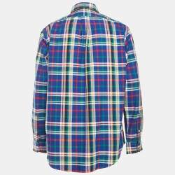 Pre Owned Polo Ralph Lauren Blue Plaid Cotton Classic Fit Shirt XL