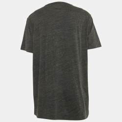 Pre Owned Polo Ralph Lauren Black Melange Cotton Custom Fit T-Shirt XXL