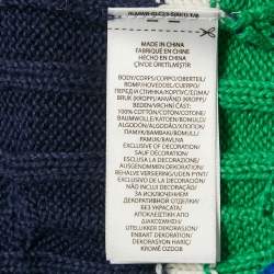 Pre Owned Polo Ralph Lauren Blue Striped Cable Knit Sweater L