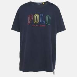 Pre Owned Polo Ralph Lauren Blue Logo Embroidery Cotton Classic Slim Fit T-Shirt XXL