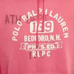 Pre Owned Polo Ralph Lauren Red Printed Cotton Hoodie M