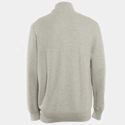 Pre Owned Polo Ralph Lauren Grey Mesh Knit Half Zip Sweater L