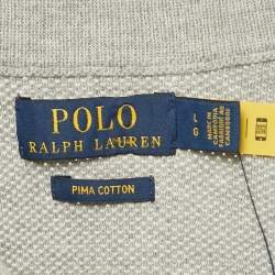 Pre Owned Polo Ralph Lauren Grey Mesh Knit Half Zip Sweater L