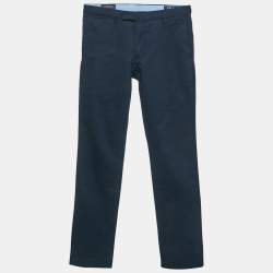 Pre Owned Polo Ralph Lauren Navy Blue Stretch Gabardine Slim Trousers S
