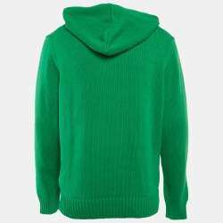 مملوكة مسبقًا Polo Ralph Lauren Green Teddy Intarsia Rib Knit Hooded Sweater M