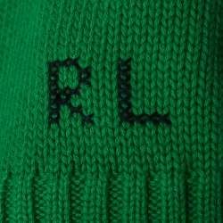 مملوكة مسبقًا Polo Ralph Lauren Green Teddy Intarsia Rib Knit Hooded Sweater M