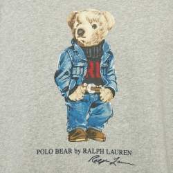 Pre Owned Polo Ralph Lauren Grey Teddy Print Cotton Crewneck Sweatshirt L