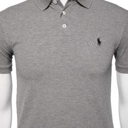 مملوكة مسبقًا Polo Ralph Lauren Grey Cotton Knit Polo T-Shirt S