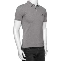 مملوكة مسبقًا Polo Ralph Lauren Grey Cotton Knit Polo T-Shirt S