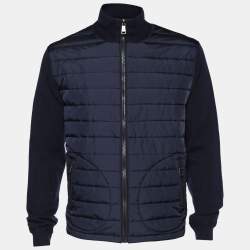 Pre Owned جاكيت بولو رالف لورين صوف ميرينو أزرق كحلي بسحاب أمامي مبطن مقاس كبير - لارج