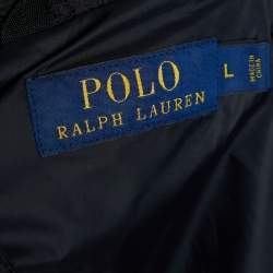 Pre Owned Polo Ralph Lauren Black Synthetic Zip and Button Front Jacket L