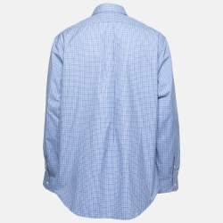 Pre Owned Polo Ralph Lauren Blue Checked Cotton Button Front Shirt XL