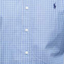 Pre Owned Polo Ralph Lauren Blue Checked Cotton Button Front Shirt XL