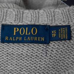 مملوكة مسبقًا Polo Ralph Lauren Grey Cotton Knit Long Sleeve Jumper XS
