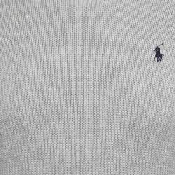 مملوكة مسبقًا Polo Ralph Lauren Grey Cotton Knit Long Sleeve Jumper XS