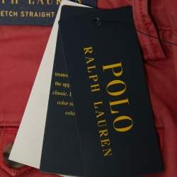 Pre Owned Polo Ralph Lauren Red Cotton Chino Trousers L  