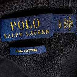 Pre Owned Polo Ralph Lauren Charcoal Grey Cotton Knit Jumper L