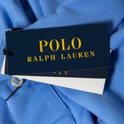 Pre Owned Polo Ralph Lauren Blue Cotton Slim Fit Polo T-Shirt L