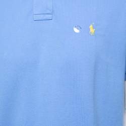 Pre Owned Polo Ralph Lauren Blue Cotton Slim Fit Polo T-Shirt L