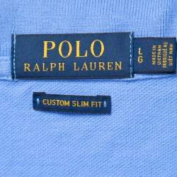 Pre Owned Polo Ralph Lauren Blue Cotton Slim Fit Polo T-Shirt L