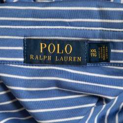 مملوكة مسبقًا Polo Ralph Lauren Blue Striped Cotton Knit Polo T-Shirt XXL