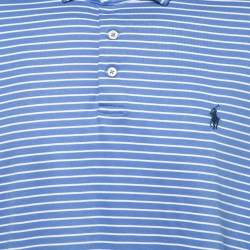 مملوكة مسبقًا Polo Ralph Lauren Blue Striped Cotton Knit Polo T-Shirt XXL