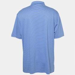 مملوكة مسبقًا Polo Ralph Lauren Blue Striped Cotton Knit Polo T-Shirt XXL