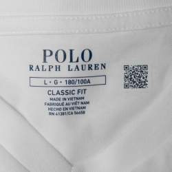 Pre Owned Polo Ralph Lauren White Cotton Classic Fit V-Neck T-Shirt L