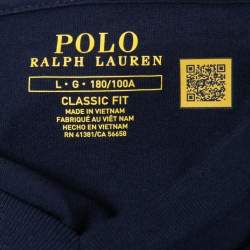 مملوكة مسبقًا Polo Ralph Lauren Navy Blue Cotton Classic Fit V-Neck T-Shirt L