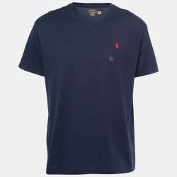 مملوكة مسبقًا Polo Ralph Lauren Navy Blue Cotton Classic Fit V-Neck T-Shirt L