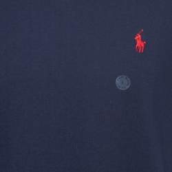 مملوكة مسبقًا Polo Ralph Lauren Navy Blue Cotton Classic Fit V-Neck T-Shirt L