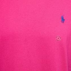 Pre Owned Polo Ralph Lauren Pink/Blue Cotton Crew Neck Full Sleeve T-Shirt M