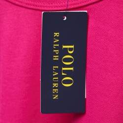 Pre Owned Polo Ralph Lauren Pink/Blue Cotton Crew Neck Full Sleeve T-Shirt M