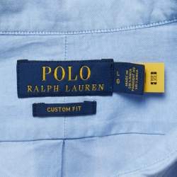 Pre Owned Polo Ralph Lauren Blue Cotton Custom Fit Button Down Shirt L