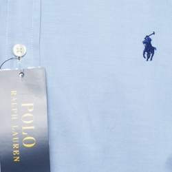 Pre Owned Polo Ralph Lauren Blue Cotton Custom Fit Button Down Shirt L
