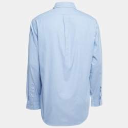 Pre Owned Polo Ralph Lauren Blue Cotton Custom Fit Button Down Shirt L