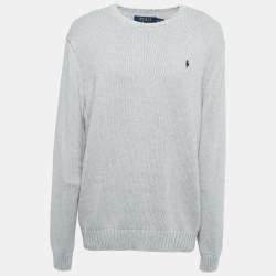 مملوكة مسبقًا Polo Ralph Lauren Grey Cotton Knit Crew Neck Sweater XXL